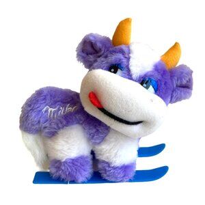 Vintage Milka Polska Purple Cow Milk Plush Stuffed Animal Skis Kraft Advertising
